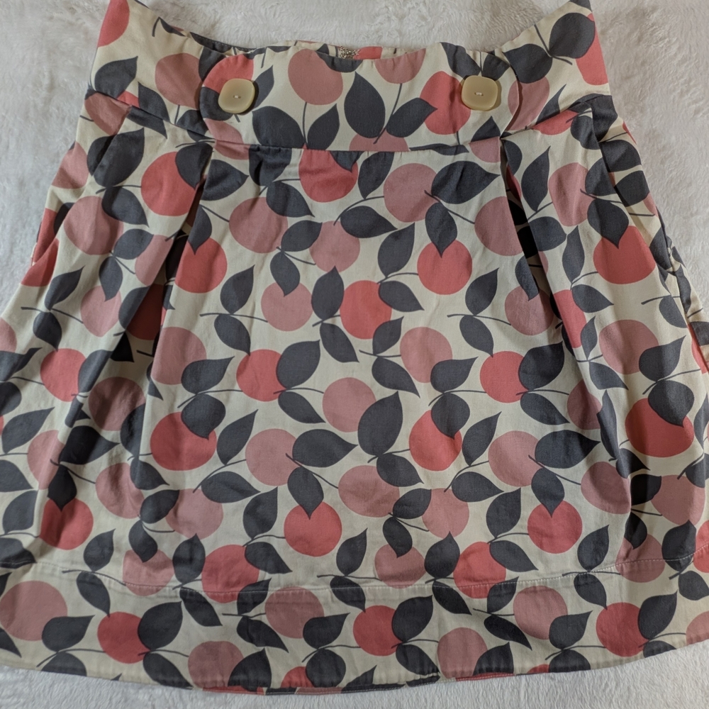Corey Lynn Calter Apple Print A-Line Skirt Button Waist